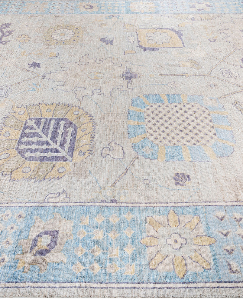 Oushak One-of-a-Kind Hand-Knotted Area Rug Light Gray, 9'0" x 11'7"