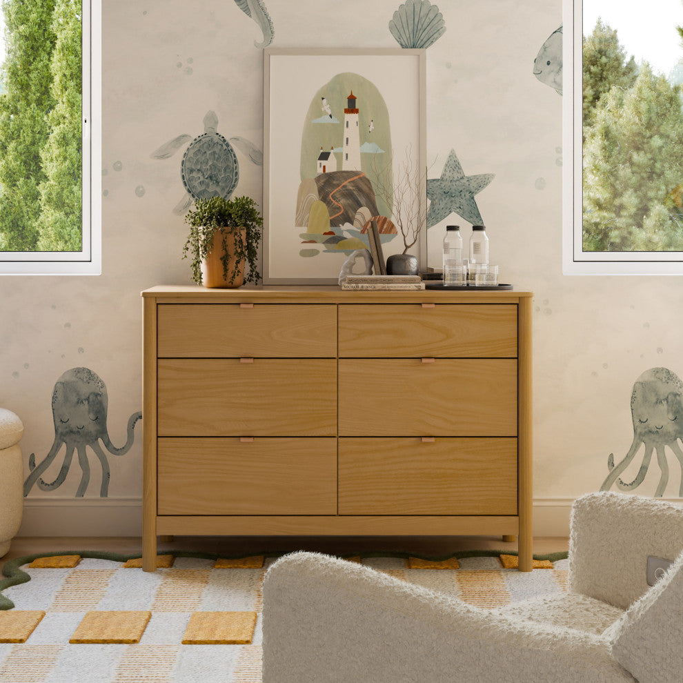 Bondi 6-Drawer Assembled Dresser, Honey