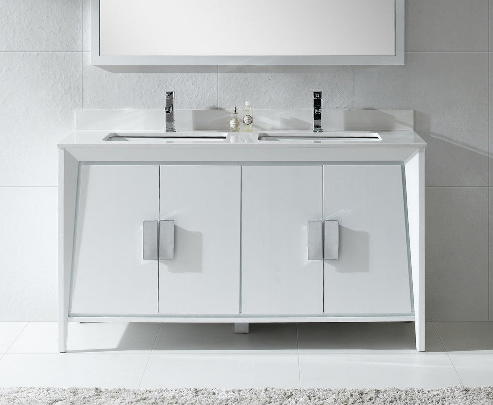 Fine Fixtures Imperial II 60" Double Sink Vanity, White, No Mirror