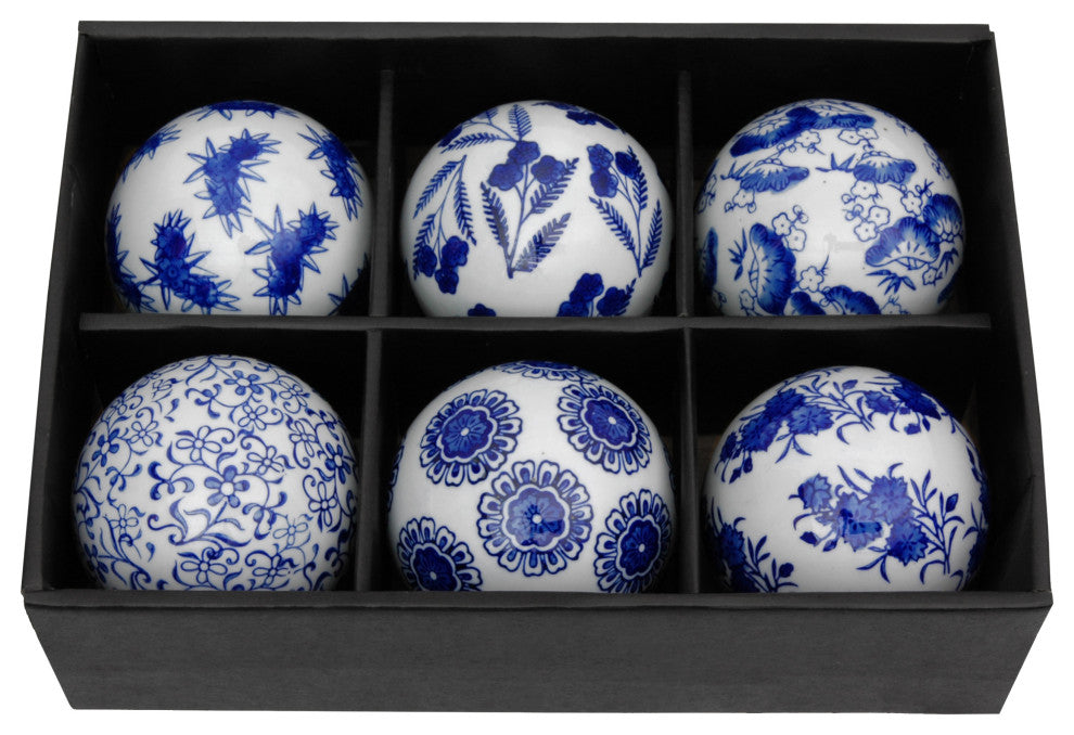 4" Blue and White Decorative Porcelain Ball Set