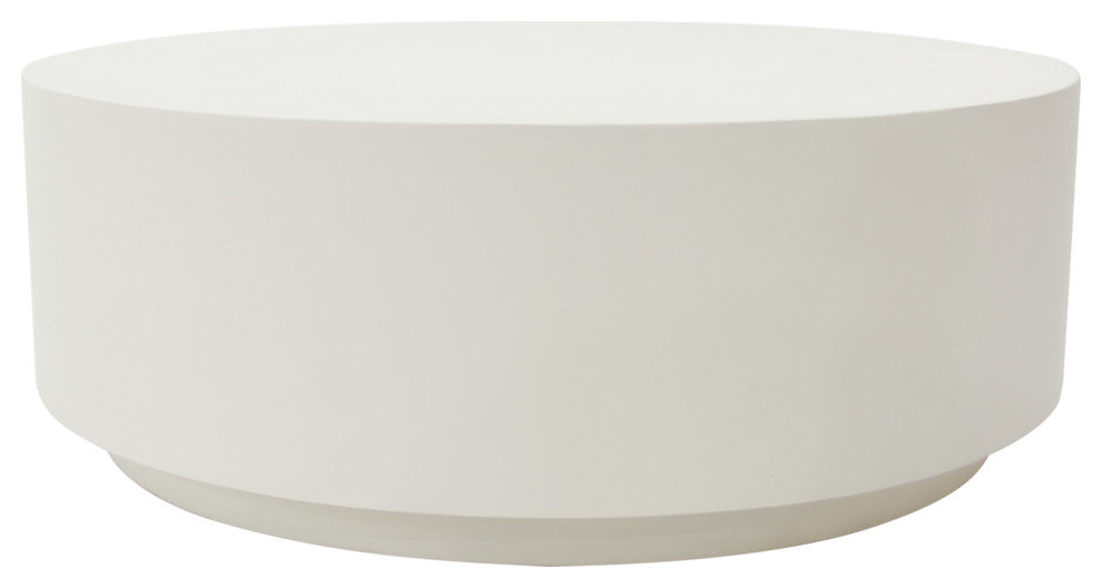 Rome 40" Round Concrete Coffee Table, Cream White