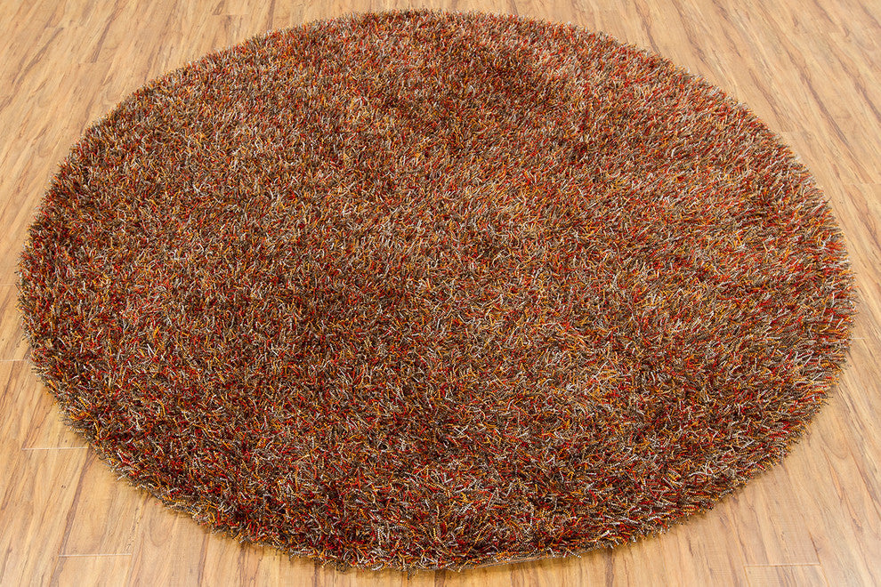 Astrid Contemporary Area Rug, Orange, 7'9" Round