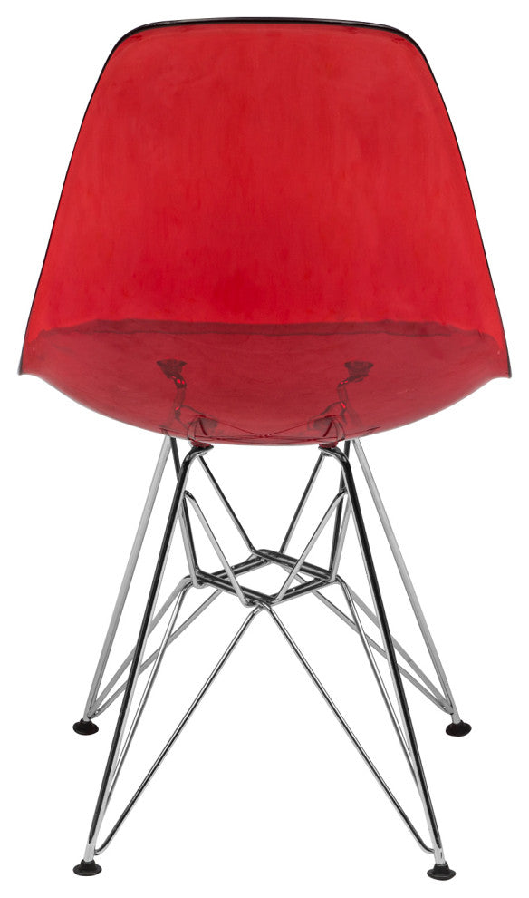 Cresco Acryclic Dining Side Chairs with Eiffel Legs Set of 2, Transparent Red