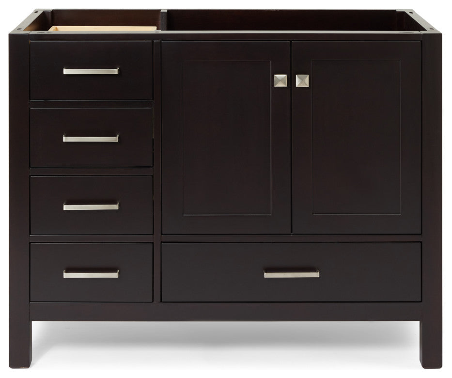 ARIEL Cambridge 42" Right Offset Single Sink Bathroom Vanity Base Espresso