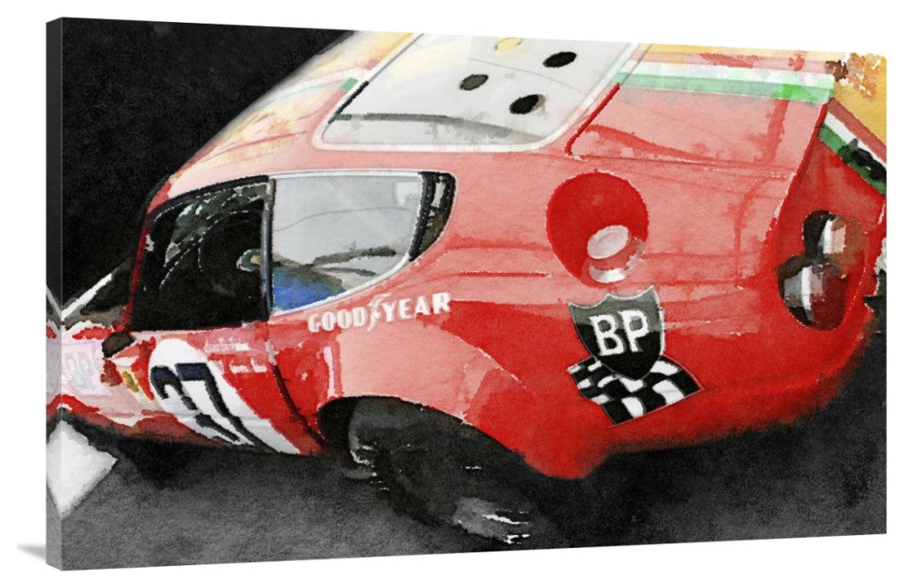 "Ferrari Reear Detail Watercolor" Fine Art Print