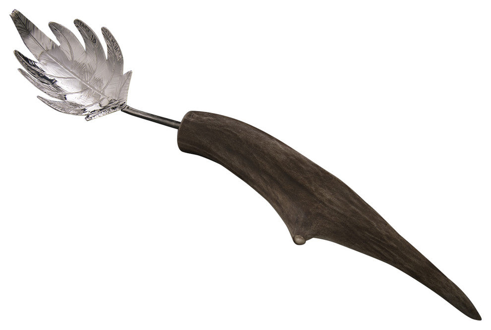 Fern Pasta Server, Silver, Antler Point Handle