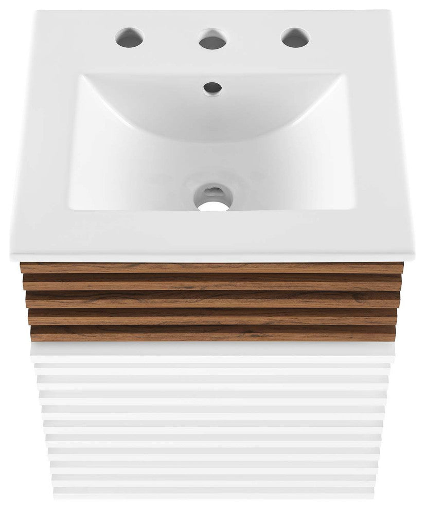 Render 18" Wall-Mount Bathroom Vanity, White Walnut White