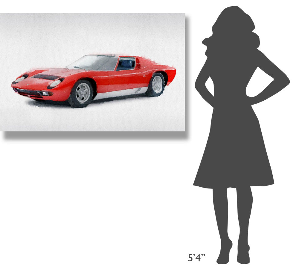 "1969 Lamborghini Miura P400 S Watercolor" Fine Art Print