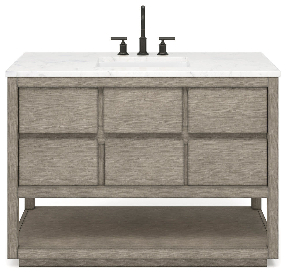 Oakman Marble Top Vanity in Grey Oak, 48", Vanity Only