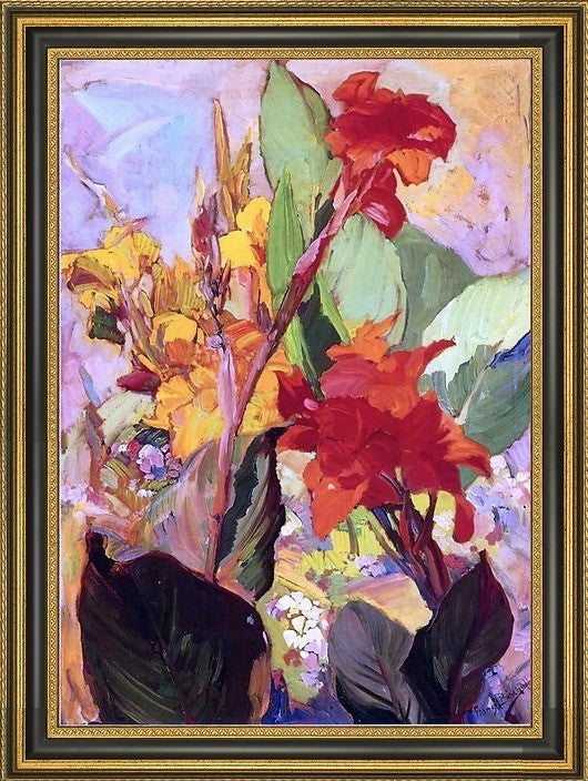 Franz Bischoff Canna Lillies Framed Premium Canvas Print, 16"x24"