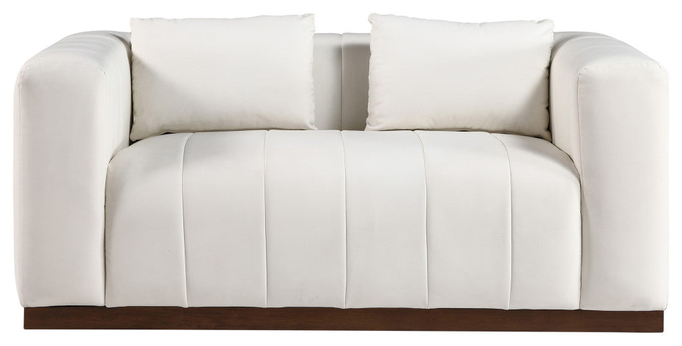 Mallina Upholstered Loveseat, Cream, Vegan Leather