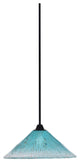 Paramount Mini Pendant, Matte Black, 16" Teal Crystal Glass