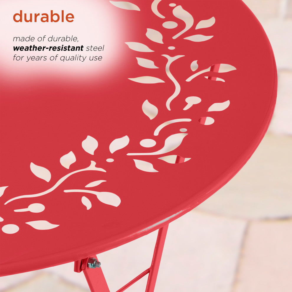 Metal 3-Piece Bistro Set, Red