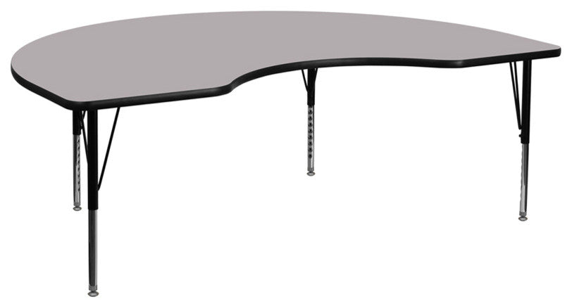 48''Wx72''L Kidney Gray Thermal Laminate Activity Table