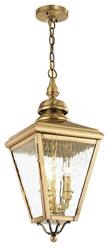 Cambridge Outdoor Chain-Hang Lantern, Antique Brass