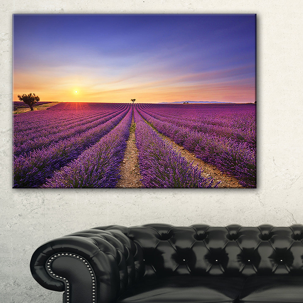 "Lavender Field in Provence France" Landscape Wall Art Print, 1 Panel, 60"x28"