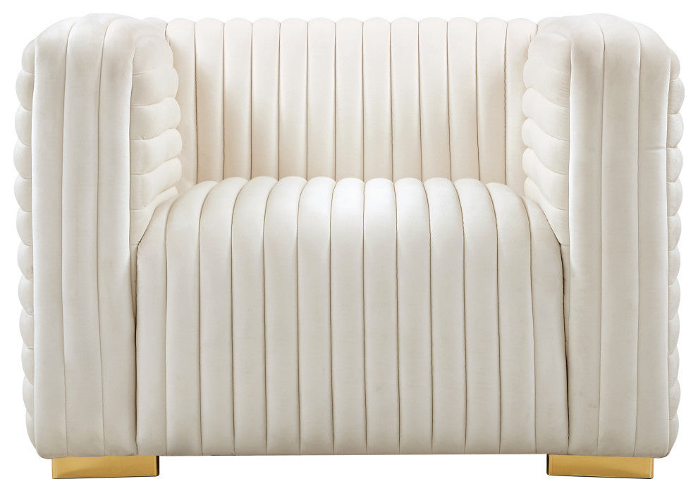 Ravish Velvet Upholstered Chair, Cream, Chair