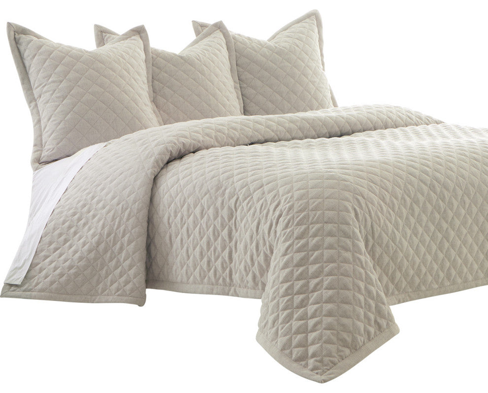 Aragoza 3-Piece Queen Quilt Set, Cream