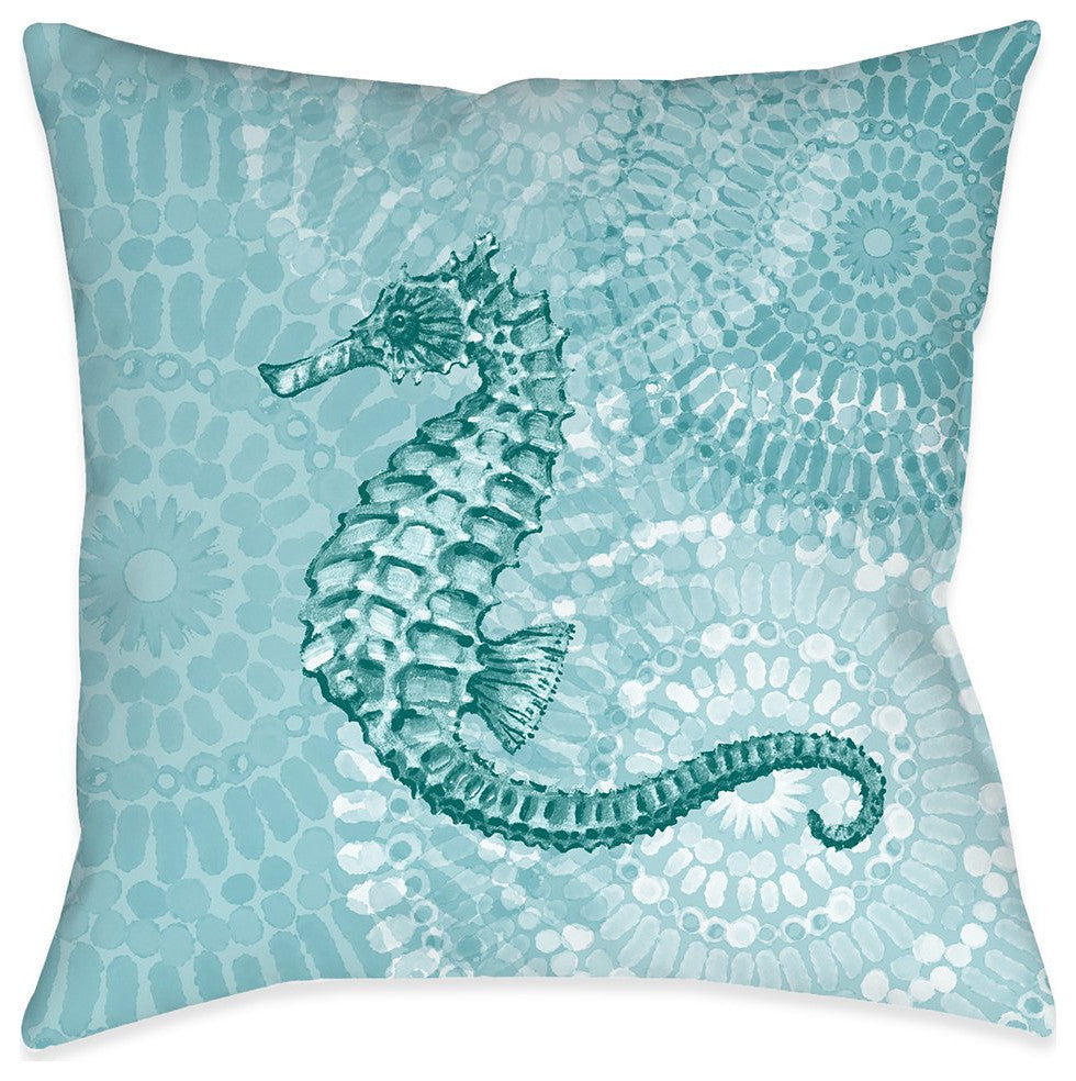Laural Home Sea Life Medallion Seahorse 18" X 18" Indoor Decorative Pillow
