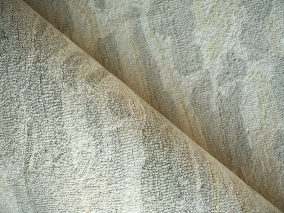 Cortero Handmade Hand Tufted New Zealand Wool Green/Ivory Area Rug, 8'x10'