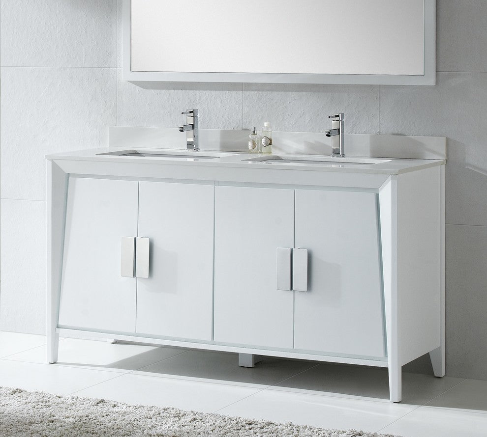 Fine Fixtures Imperial II 60" Double Sink Vanity, White, No Mirror