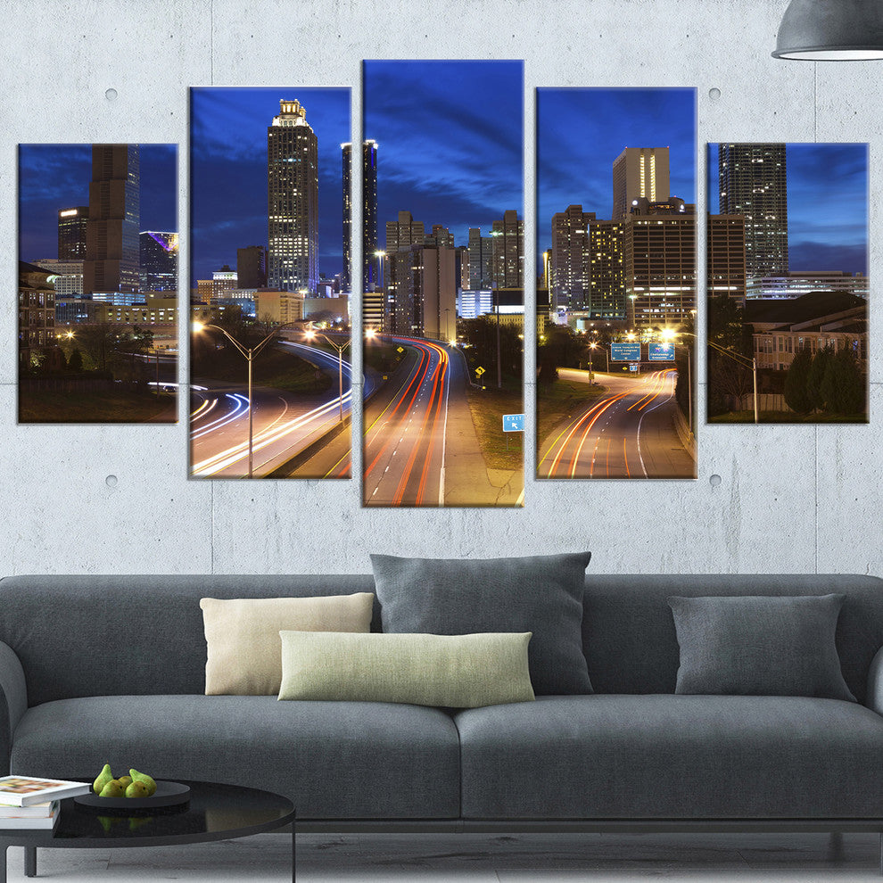 "Atlanta Skyline Twilight Blue Hour" Canvas Print, 5 Panels