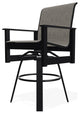 Leeward Sling Bar Height Outdoor Swivel Armchair, Storm/Black