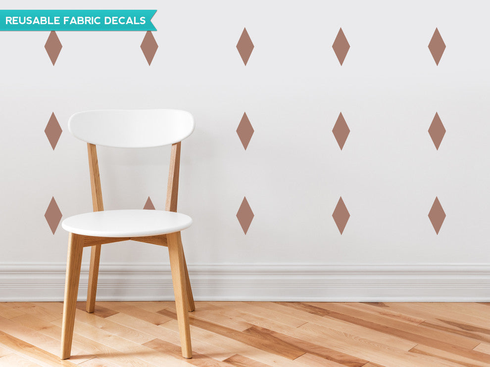 Diamond Fabric Wall Decals, Set of 16, Brown