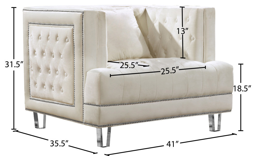 Lucas Velvet Upholstered Chair, Cream