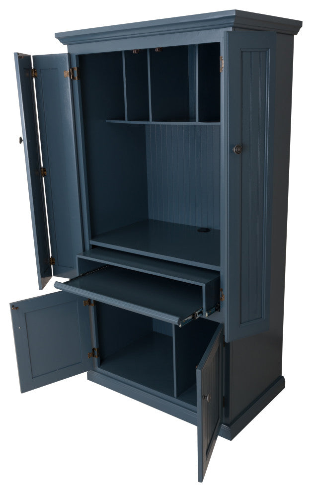 Eagle Furniture Coastal Computer Armoire Work Station, Smoky Blue
