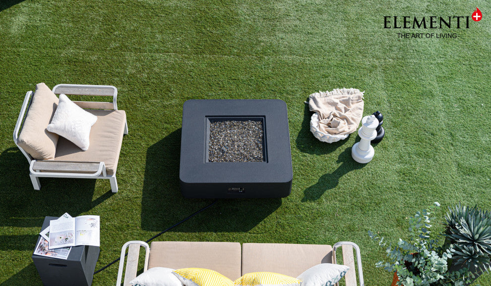 Bergamo Square Dark Grey Concrete 42" Natural Gas Fire Table