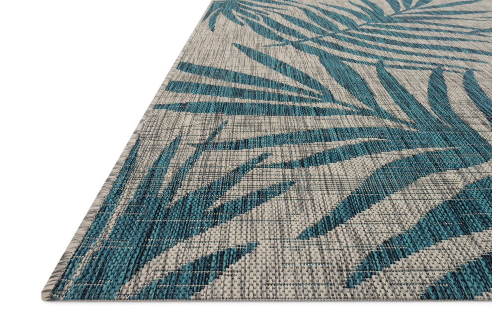 Indoor Outdoor Isle IE-10 Gray Aqua Area Rug by Loloi , 5'-3"x7'-7"