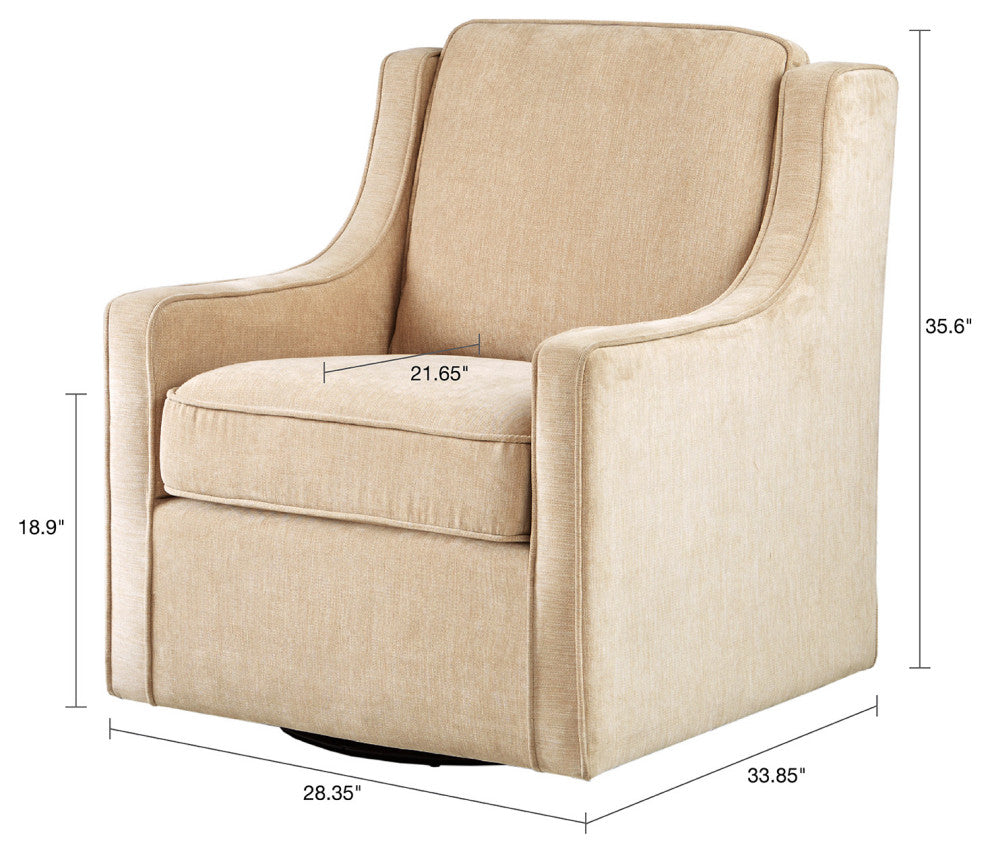 Madison Park Harris Transitional Patterned Swivel Lounge Chair, Cream