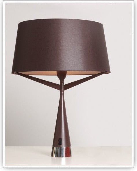 S71 Table Medium 23.6" Wood With Brown/Gold Shade