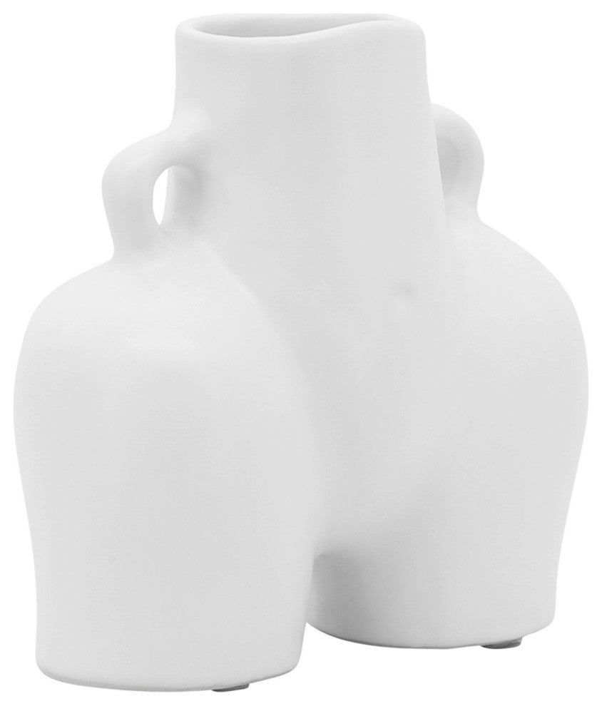 Ceramic 6" Half Body Vase, White