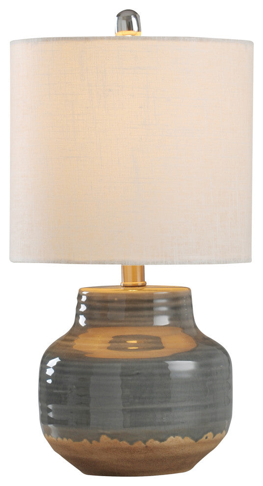 Prova Ceramic Table Lamp, Cream Finish, Beige Hardback Fabric Shade, Gray