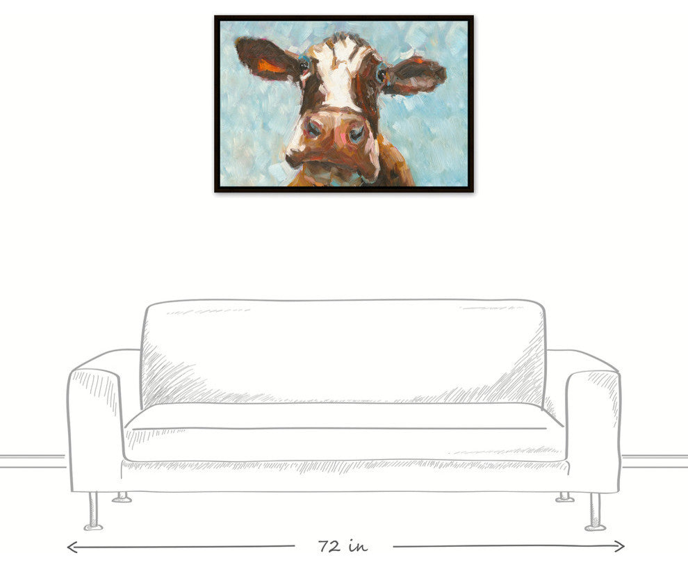 Curious Cow 1 Canvas Wall Art, 24"x36", Framed