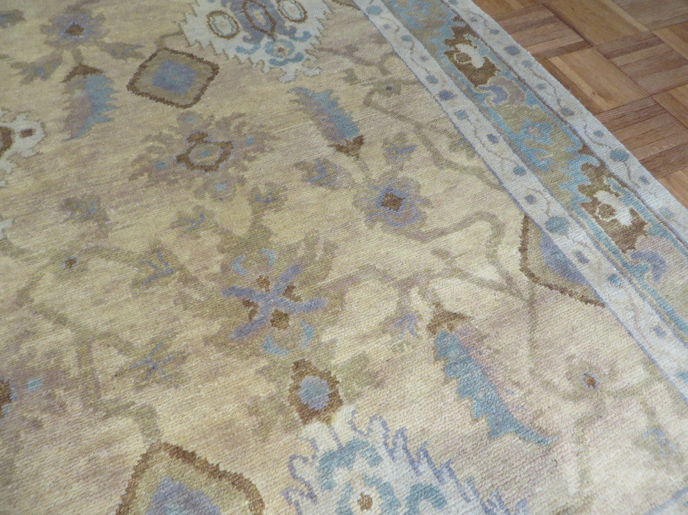 6"x9" Hand-Knotted Beige Fine Turkish Oushak Oriental Rug