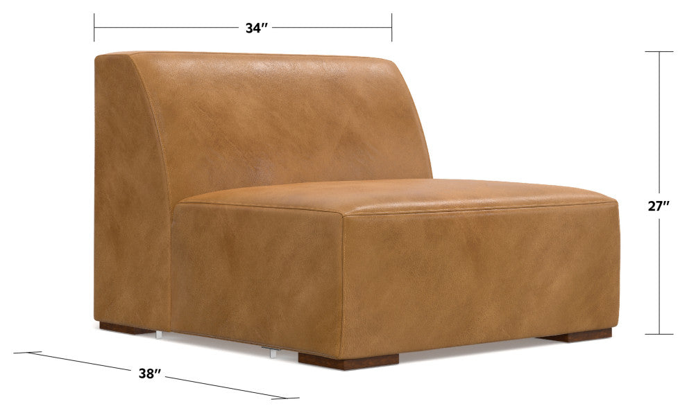 Rex Center Armless Sofa Module in Genuine Leather