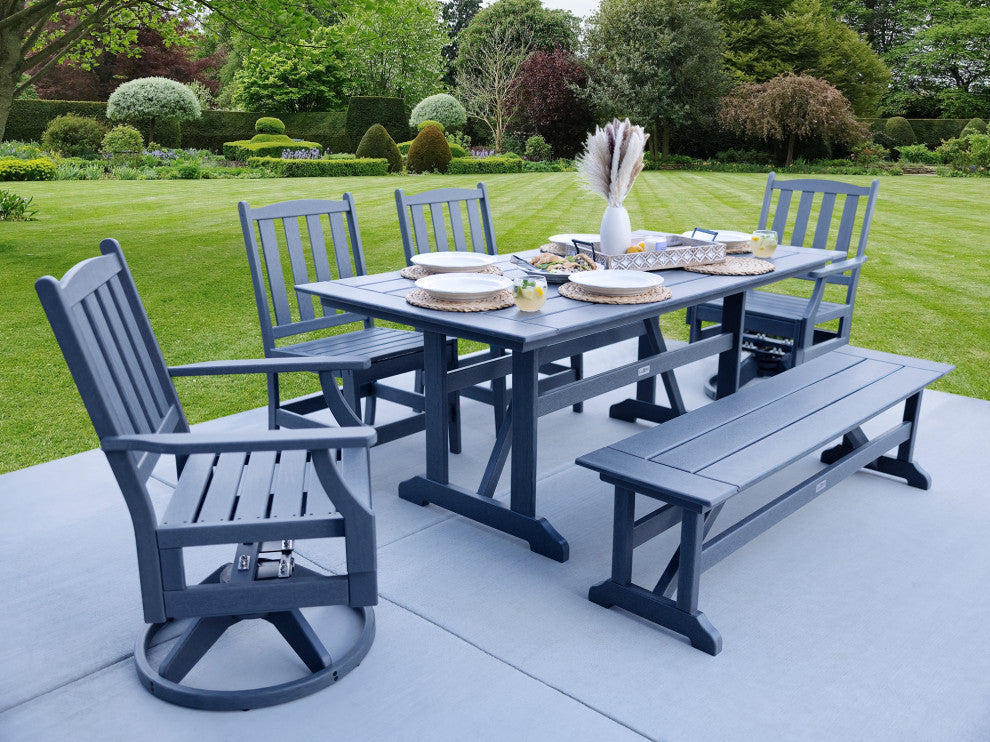 LuXeo Tuscany HDPE Swivel Dining Set, Gray, 6-Piece