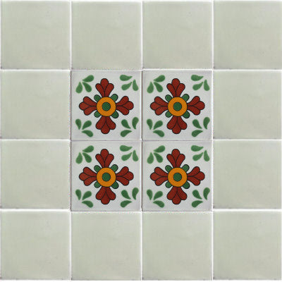 2x2 36 pcs Green Seville Talavera Mexican Tile
