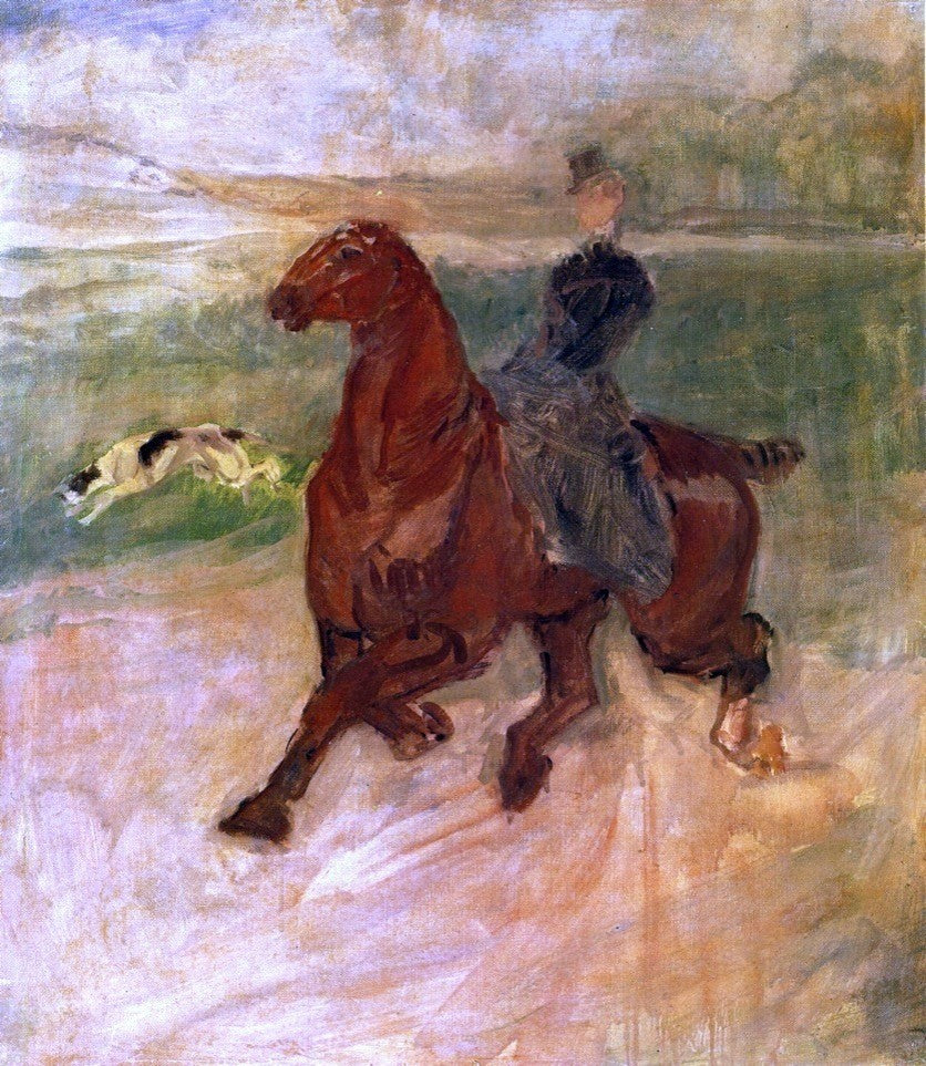 Henri De Toulouse-Lautrec Woman Rider and Dog - 20" x 25" Premium Canvas Print