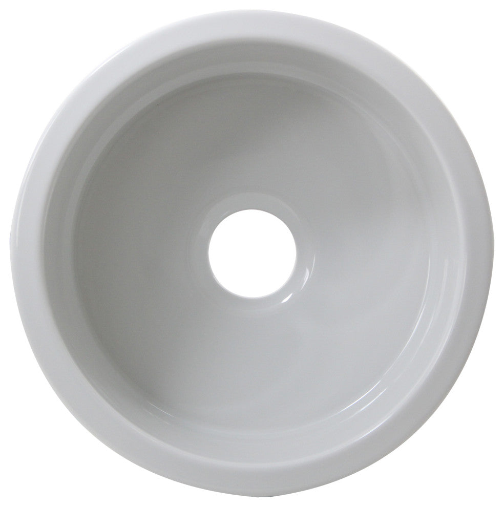 Nantucket Sinks Hyannis-18 18 inch Fireclay Round Bar-Prep Sink In White