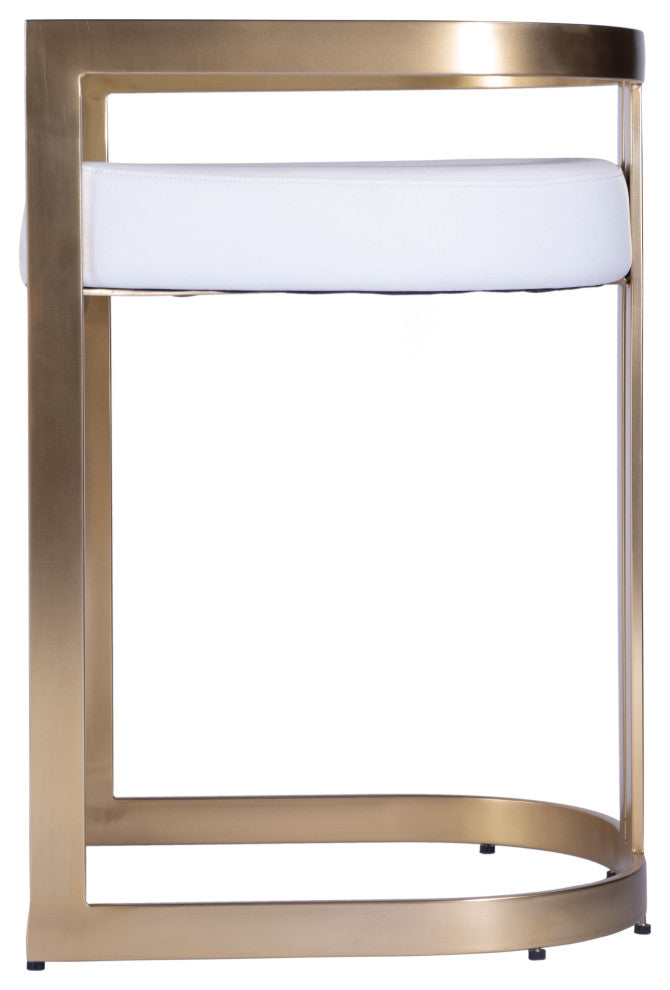 Clarence Faux Leather 23" Dining Stool, Polished Gold