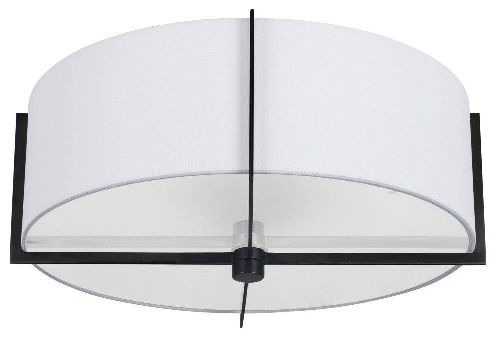 White Contemporary Semi-Flush Mount With Matte Black Metal