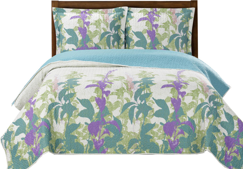 Freya Wrinkle-Free Floral Coverlet Set, Full/Queen