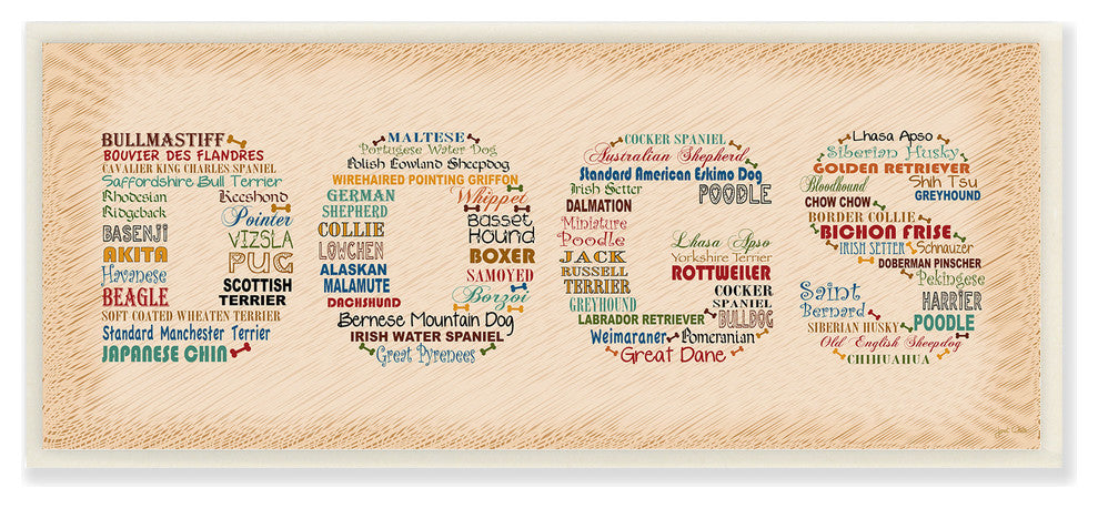 DOGS Rainbow Typography Art Wall Plaque