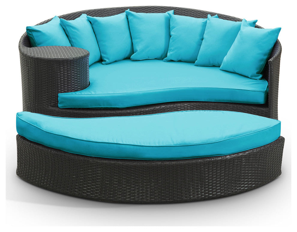 Modway Taiji Outdoor Patio Wicker Daybed, Espresso Turquoise