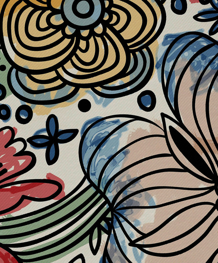 Zentangle Floral Print Napkin, Set of 4, Red