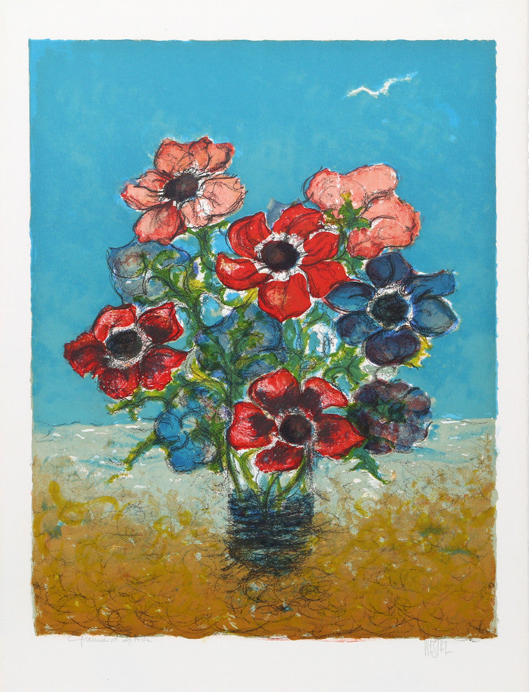 "Blue And Red Flowers" Artwork